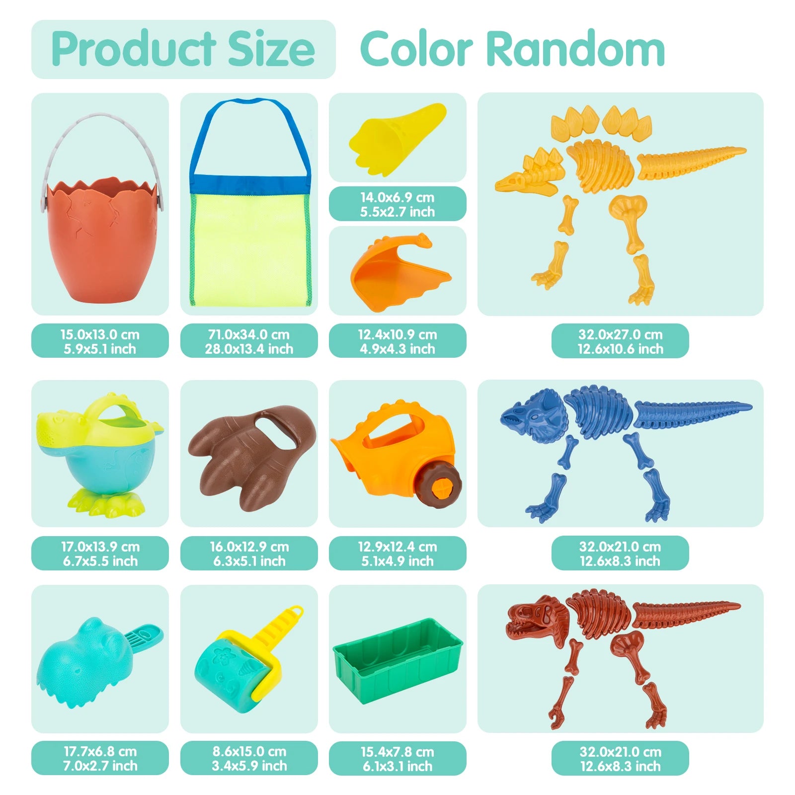 EDUCIRO Dinosaur Beach Toys for Kids 3-5,Dinosaur Mould Set 33 PCS Sand Toys with Mesh Bag,Gifts for Boys and Girls 6-10