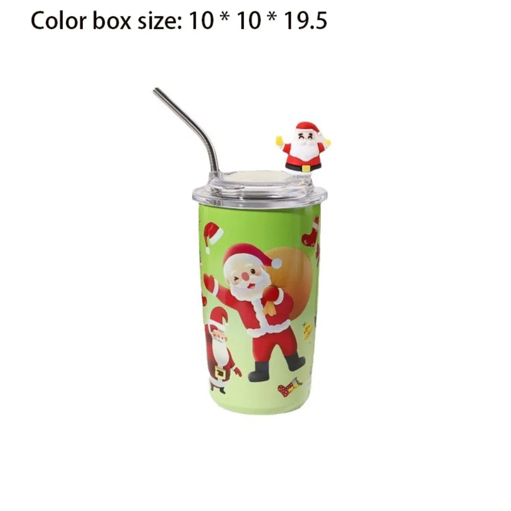 New Year 460ml Coffee Cup Christmas Stainless Steel Thermal Cup Reausable Portable Vacuum Mug Drinkware