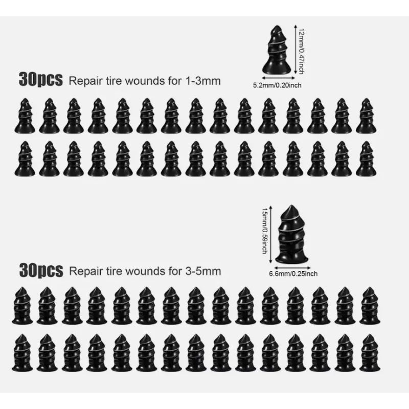 60pcs Tire Repair Kit with Screwdriver Storage Box DIY Flat Tire Repair Car Truck Motorcycle Home Bike Plug Patch Rubber Nails