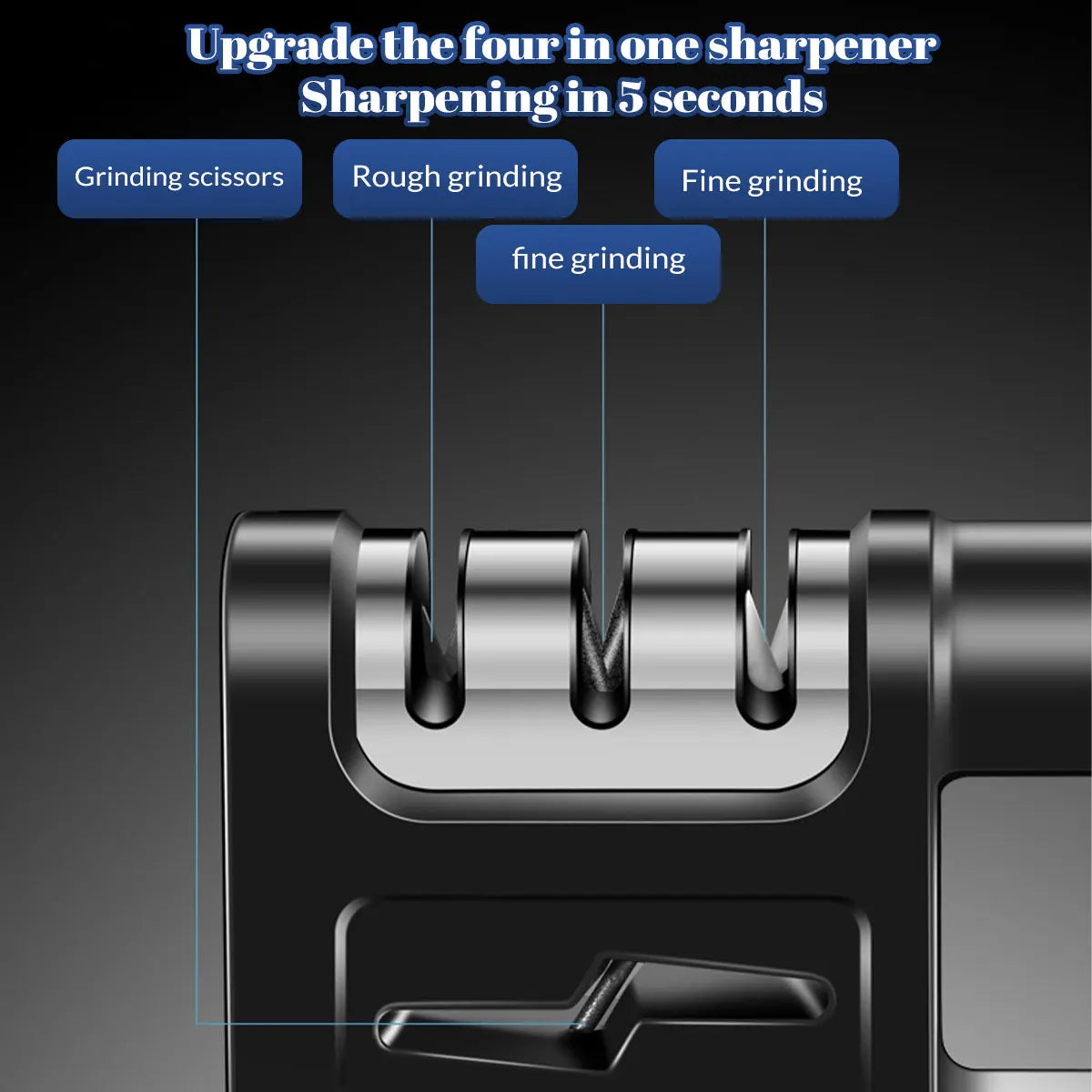 4 in1 Professional Knife Sharpener Stainless Steel Sharpening Rod Household Multi-Functional Hand-Held Sharpening Tool