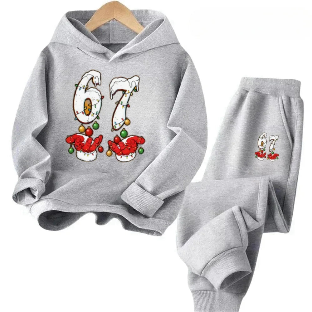 4-13Y 67 Skin-Friendly Kids Suit Hypoallergenic Cotton 2Pcs Playwear Free Shipping 2026 Children's Comfortable Sweatshirt Set