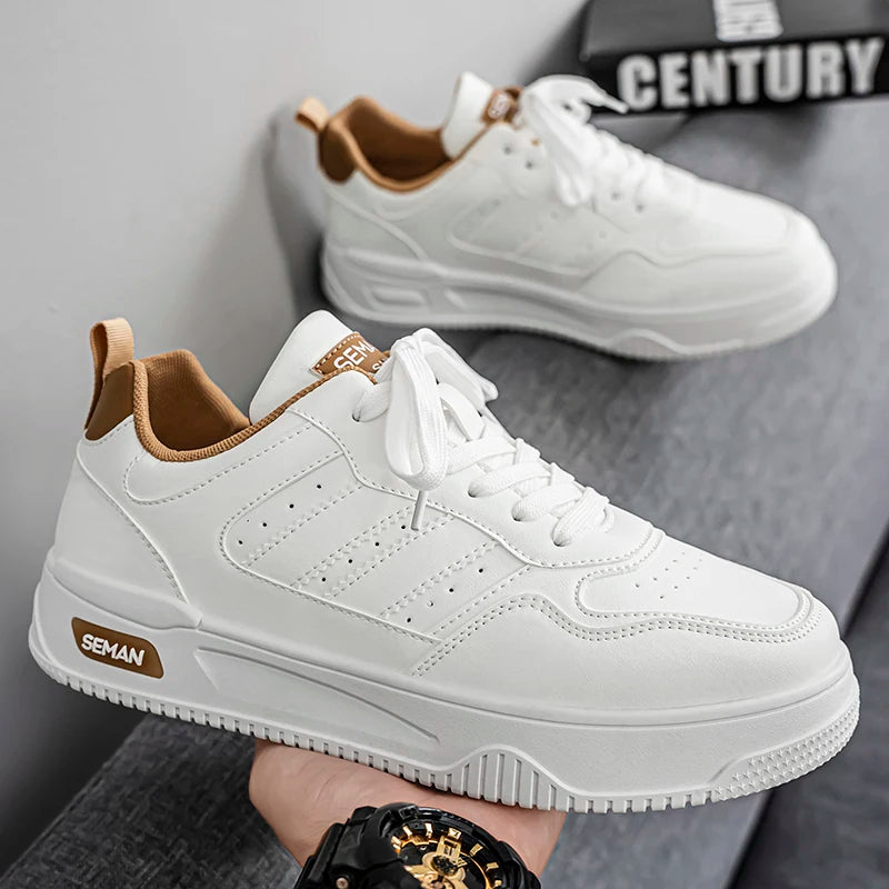 Students' white shoes four season breathable soft-sole non-slip men's casual flat shoes fashion youth outdoor sports board shoes