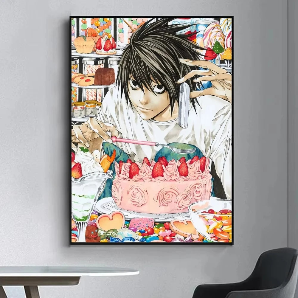 Hot Anime Death Note Poster Fancy Poster Wall Sticker for Living Room Bar Vintage Decorative Painting