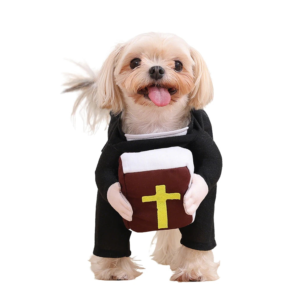 Halloween Cats Costume Jesus Cross Cosplay Clothes For Small Medium Large Dogs Cat Outfits With Bible Christmas Dress Up Apparel