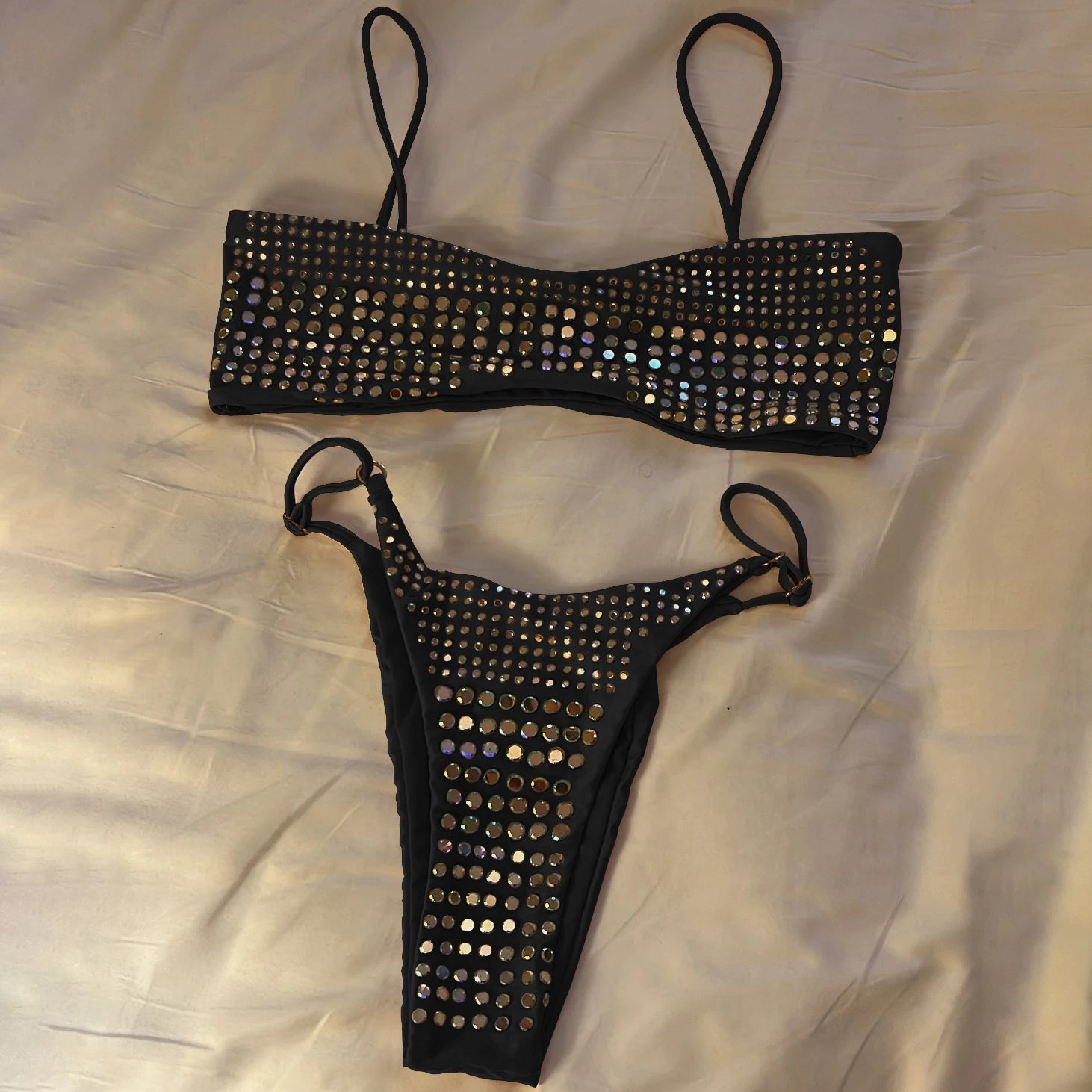 2025 Diamond Bikini Sexy Women Swimsuit Bandeau Biquini Push Up Swimwear Female Shiny Bathing Suits Floral Bodysuit Beachwear