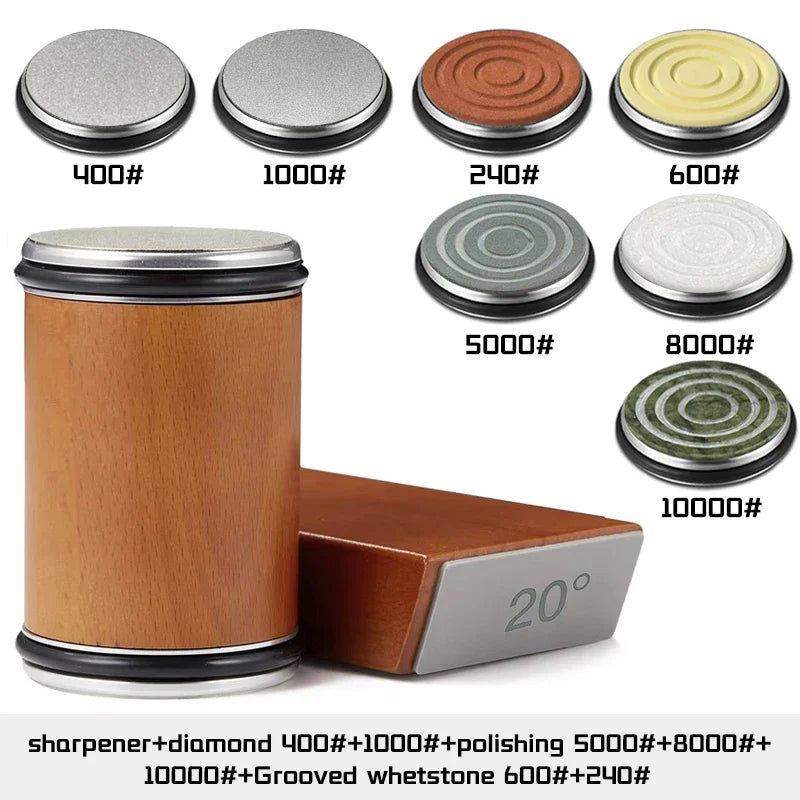 Rolling Knife Sharpener Magnetic Knife Holder Diamond Sharpening Stone Kit with 15 and 20 Degrees Angle Roller Kitchen Accessory