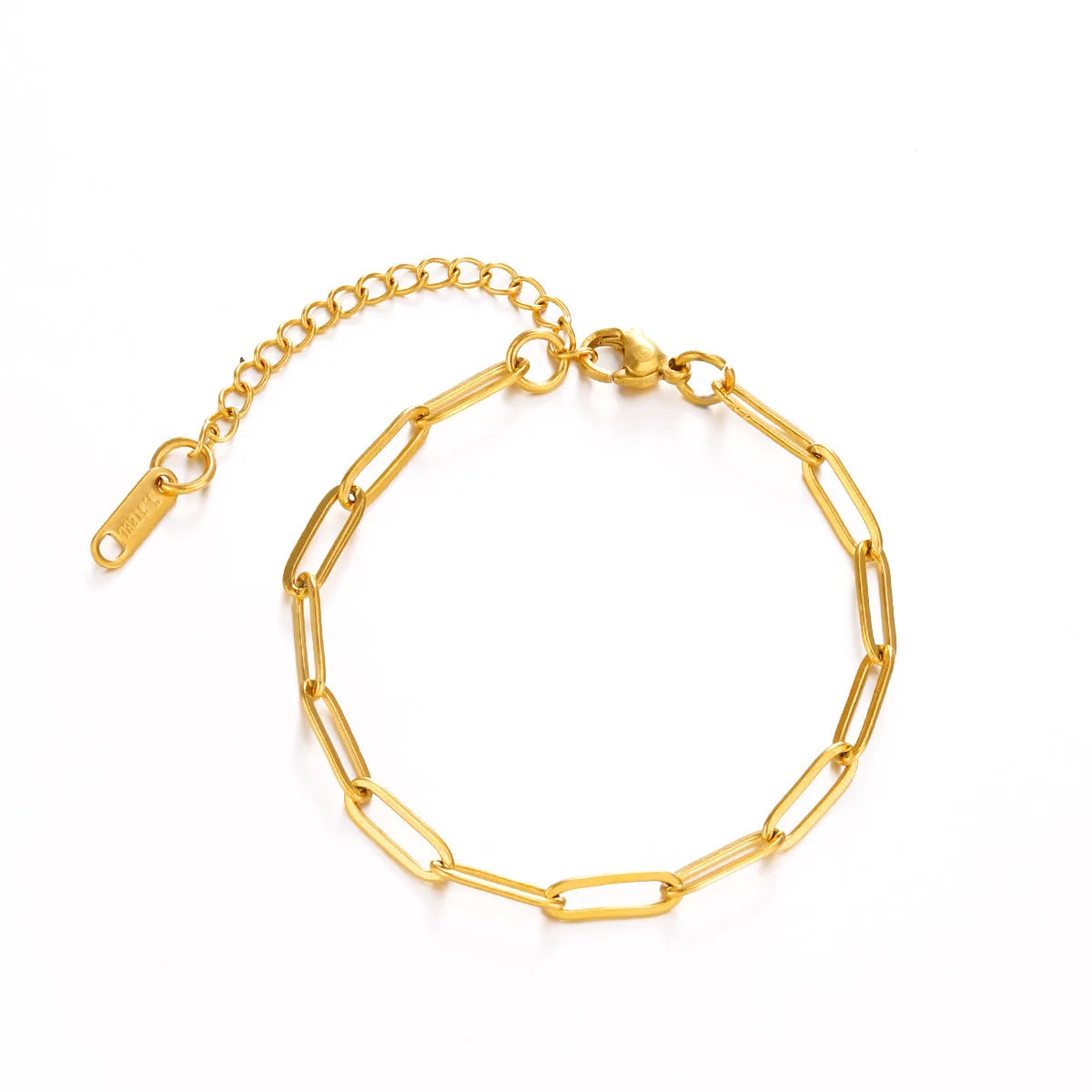 Minimalist Gold Color Chain Necklace for Women Waterproof Stainless Steel Chunky Paperclip Bracelet Hip Rock Jewelry Gift