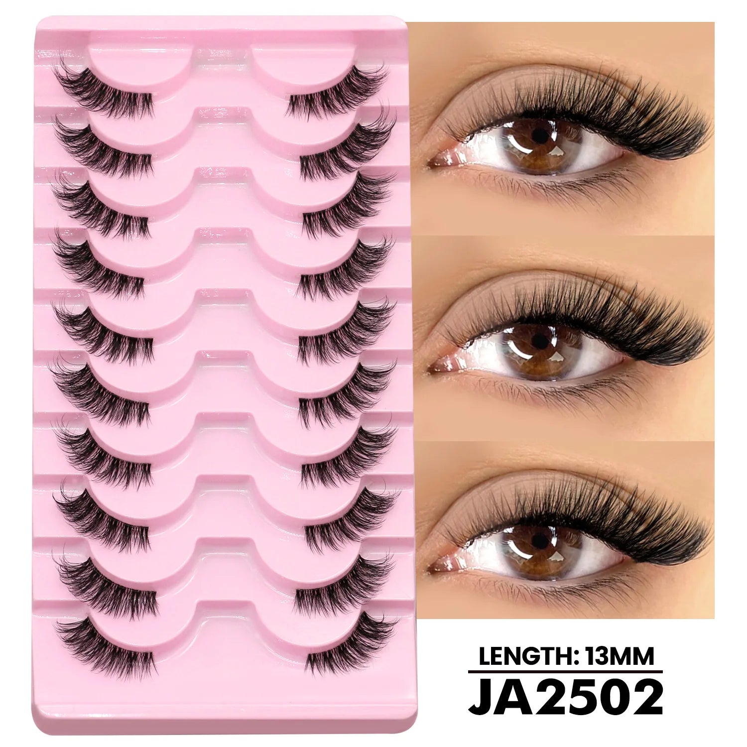 GROINNEYA Two Boxs Half Eyelashes Natural Fluffy Cat Eye Lashes Soft Wispy Faux Mink Lashes Winged End Eye Elongated Eyelashes