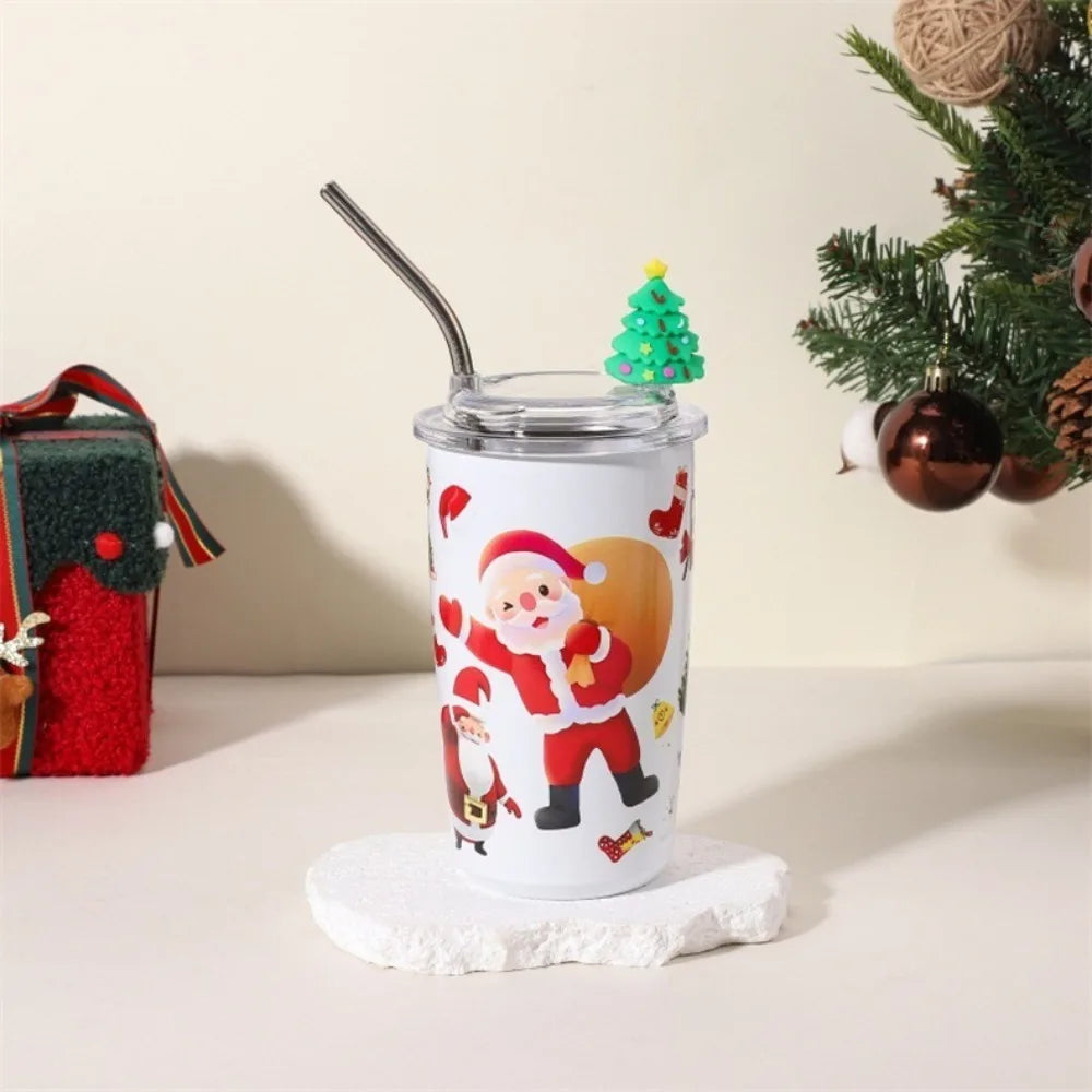 New Year 460ml Coffee Cup Christmas Stainless Steel Thermal Cup Reausable Portable Vacuum Mug Drinkware