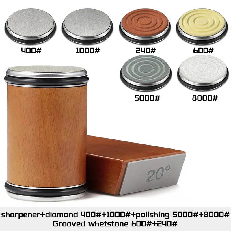 Rolling Knife Sharpener Magnetic Knife Holder Diamond Sharpening Stone Kit with 15 and 20 Degrees Angle Roller Kitchen Accessory