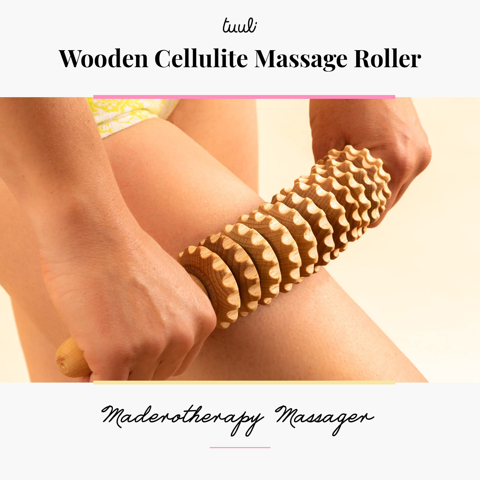 Manual Wooden Fascia Massage Roller Trigger Points for Release Cellulite Sore Muscle Blasting